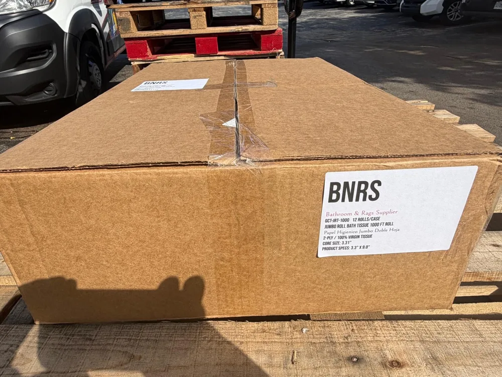 Case of BNRS jumbo roll toilet paper, 12 rolls per case